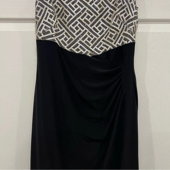 LAUREN RALPH LAUREN EVENING Sequin Bodice Ruched Maxi Gown Womens Size 10 - Picture 6 of 11